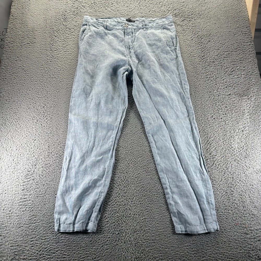 Saks Fifth Avenue Pant Mens 36x31 Blue Linen Chino Straight Preppy Office Career
